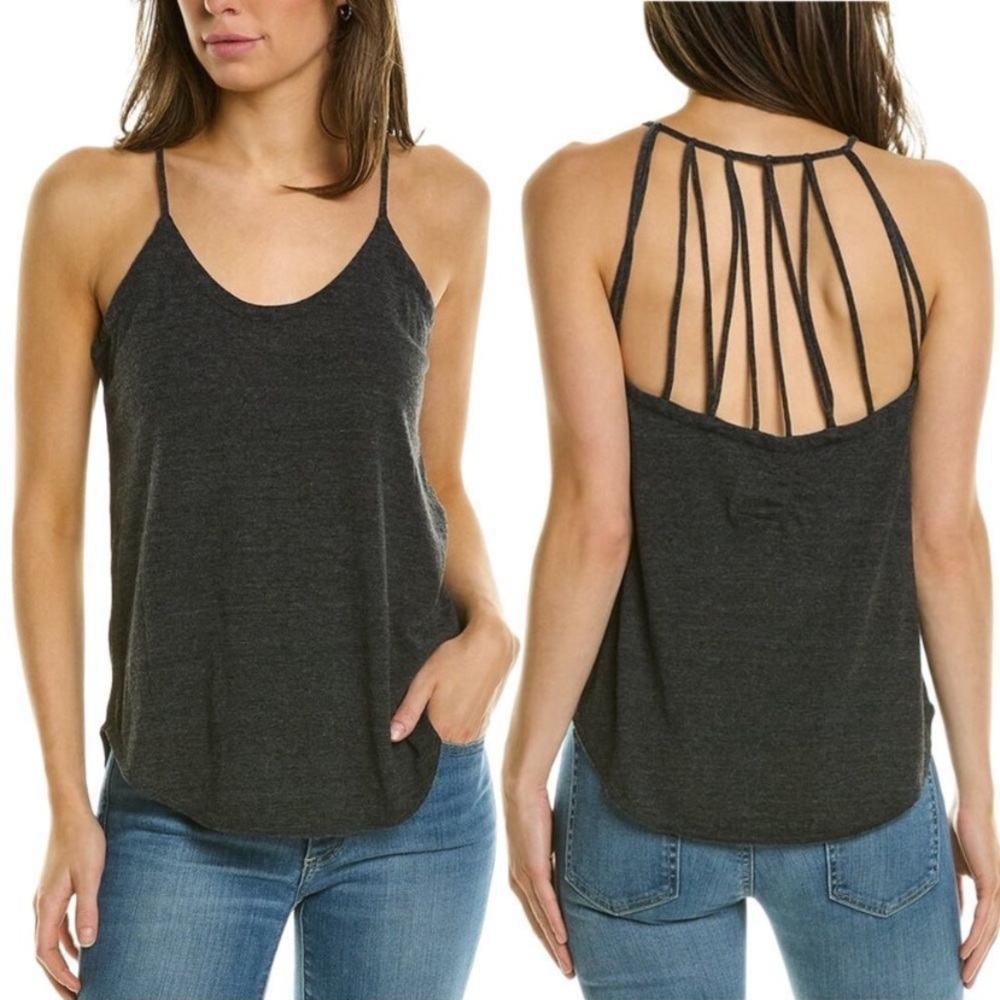Chaser Black Strappy Back Tank Top Size M Silk